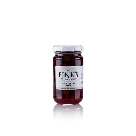 Vogelbeeren Rosé, mit Vogelbeerenbrand, Fink´s Delikatessen, 210 g - Köstliche Delikatesse aus süßen Vogelbeeren und Brandy, perfekt für Desserts und als Topping für Eiscreme, in einem praktischen 210g-Glas verpackt