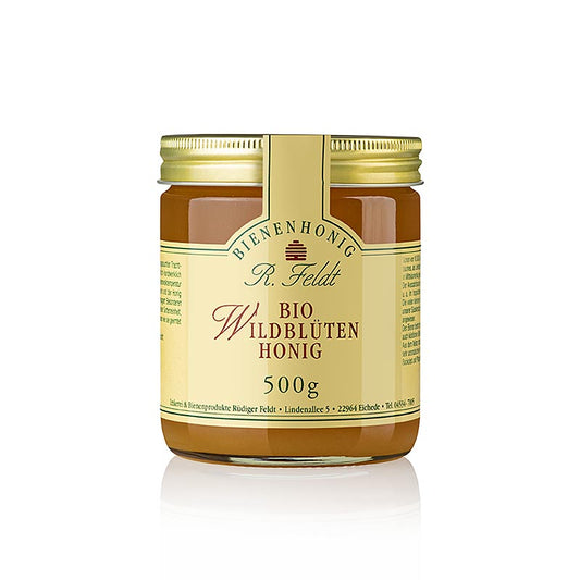 Feldt Wildblüten-Honig, gelb, mild-cremig, als Kinderhonig beliebt, BIO, 500 g