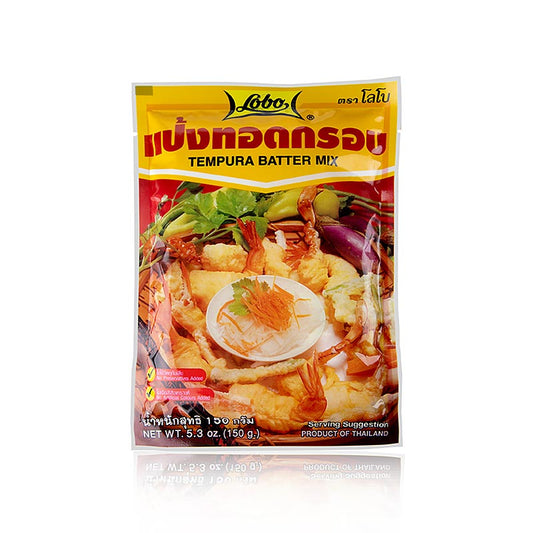 Fertige Tempura-Teigmischung von Lobo, Thailand, 150 g in praktischer Dose Ideal für luftige, knusprige Tempura mit Mehl, Maisstärke und Gewürzen Einfach zuzubereiten mit eiskaltem Wasser für thailändische Spezialitäten