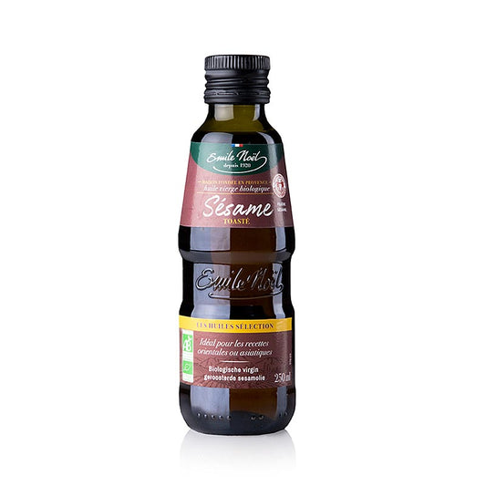250 ml bottle of Emile Noel Fairtrade organic toasted sesame oil