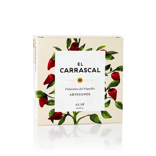 Pimiento Piquillo - Piquillopaprika im eigenen Saft/ 12/18, El Carrascal, 225 g: Handgeerntete, hochwertige Pimientos aus Extremadura, mild und süß mit feiner Rauchnote, perfekt als Tapa oder zum Füllen