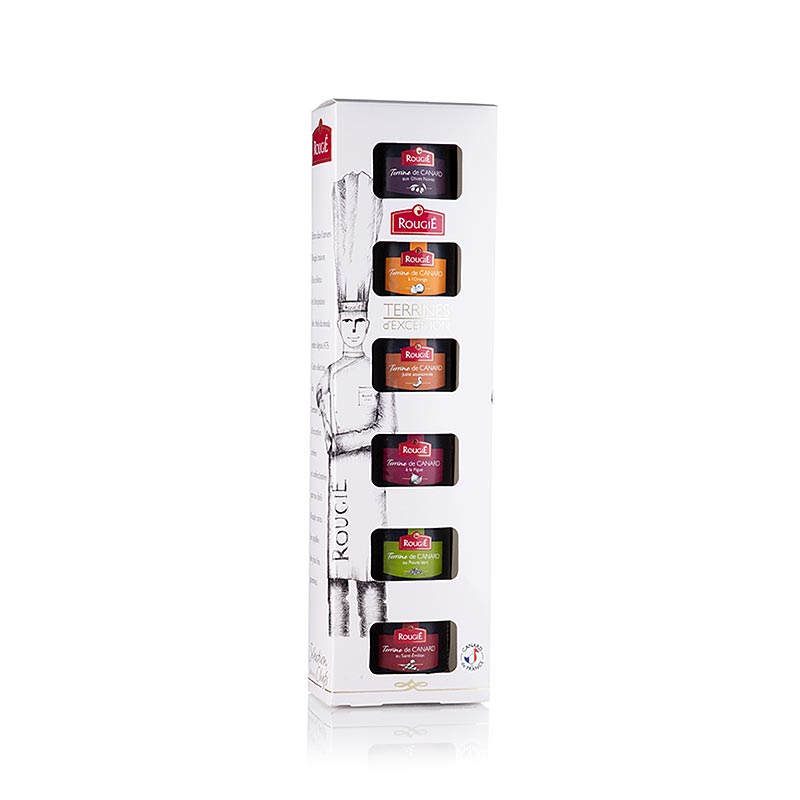 Rougie Geschenkset Ententerrinen featuring 6 different flavors, 390g total weight, each tin 65g