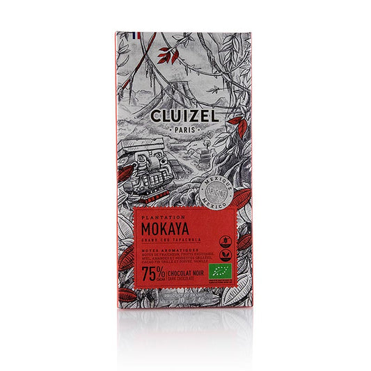 Dunkle Bio-Schokoladentafel Plantagenschokoladentafel Mokaya 75% Bitter, Michel Cluizel, BIO, 70 g mit intensivem Geschmack, hergestellt aus hochwertigen Bio-Zutaten von Michel Cluizel Ideal für bewussten Genuss