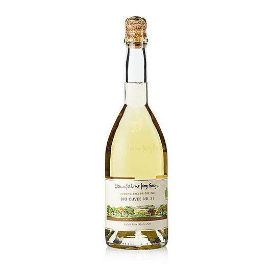 Manufaktur Jörg Geiger Alkoholfrei Prickelnd Cuvée 21, BIO, 750 ml - alkoholfreies prickelndes Getränk aus Äpfeln und Birnen mit blumigen und malzig süßen Noten sowie einem Hauch von gerösteter Gerste, ideal zu mild gewürzten Vorspeisen, auch erhältlich in 0,375l Artikel 59720