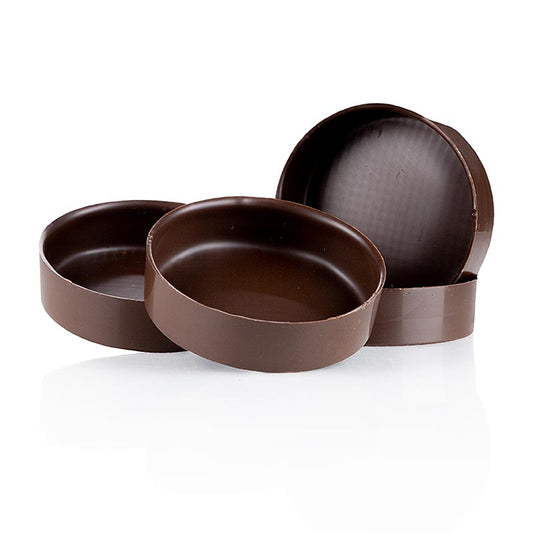 Schoko Tartelettes Cup, ø 7cm, Dobla (11215), 1,03 kg, 66 St - Rundes Tartelettes aus Zartbitterschokolade mit 7 cm Durchmesser, perfekt für Desserts und als Häppchen, vielseitig befüllbar