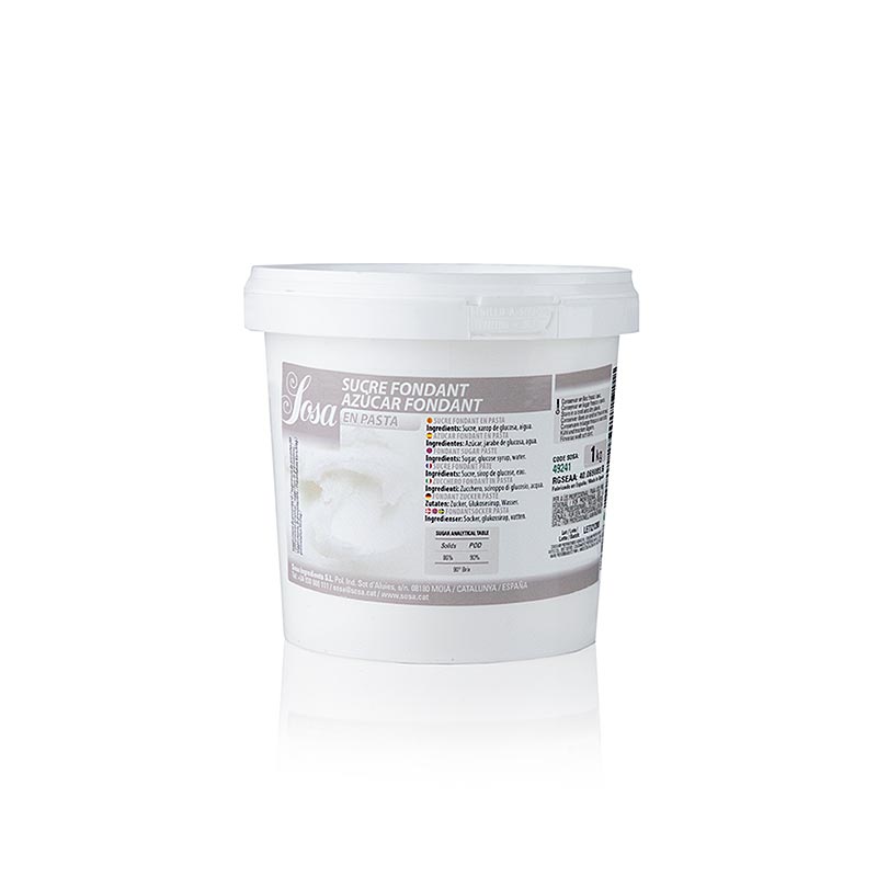 Sosa Fondant Zucker, pastös, 1 kg - Premium-Zutaten für Gastronomie und Konditorei von Sosa Ingredients SL, einem führenden Hersteller in Spanien, exportiert in mehr als 80 Länder, mit Fokus auf Qualität, Technologie und Innovation