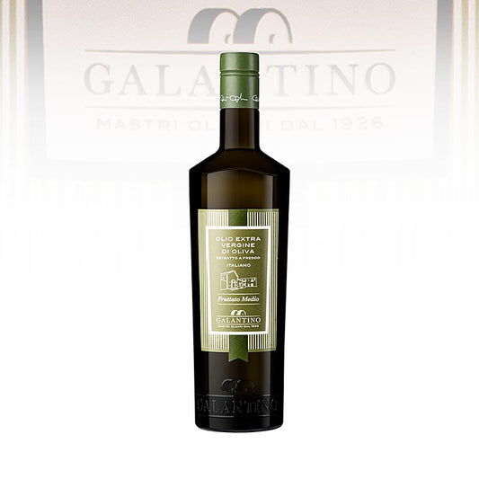 Natives Olivenöl Extra Galantino Il Frantoio, mittel fruchtig, Apulien, 750 ml - Goldgelbes Olivenöl mit grünen Reflexen, mittel fruchtiger Geschmack, Anklänge an Artischocken und Mandeln, ideal für Salatdressings, Pasta, Suppen, Kochen und Frittieren Hergestellt aus handgeernteten Coratina und Ogliarola Oliven, in Apulien gewonnen
