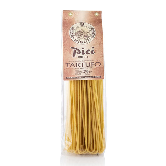 Nudeln Pici Dritti Tartufo (mit Trüffel), Morelli 1860, 250 g: Handwerklich hergestellte Pasta mit dem unverwechselbaren Geschmack von Trüffel, die jedes Gericht zu einer kulinarischen Sensation macht