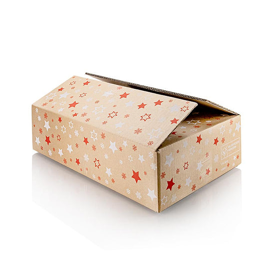 Scatola da regalo per vino "Stelle di Natale Natura", confezione da 3 pezzi, 360 mm, 1 pezzo