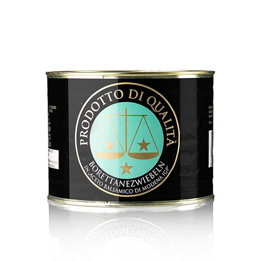 Eine Packung Borettanezwiebeln all´ Aceto Balsamico von La Bilancia, 1,9 kg, mit herzhaft würzigen und zarten Zwiebeln, eingekocht in feinstem süß saurem Aceto - perfekt als Beilage zu Brot, auf Käseplatten und zu Fleischgerichten