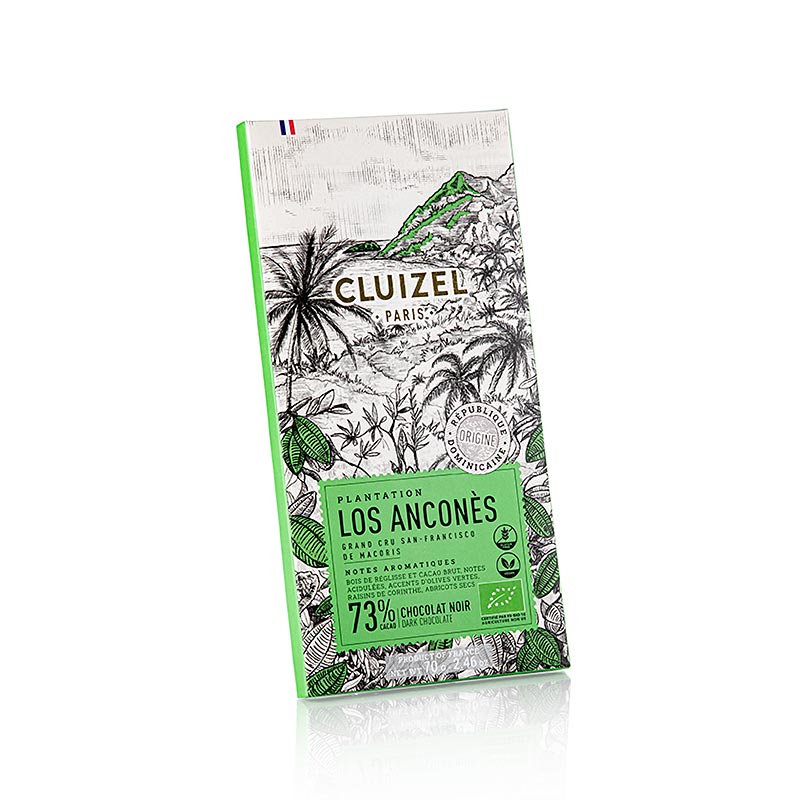 Bio-zertifizierte Plantagenschokoladentafel Los Ancones 73% Bitter, Michel Cluizel, 70 g - Edle Bitterschokolade aus biologischem Anbau mit intensivem Geschmack