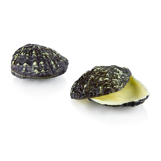 Weiße und dunkle handgefertigte Schokoladenaustern von Dobla, perfekt als elegante Dessert-Garnierung oder köstlicher Genuss, 252 g, 12 Stück