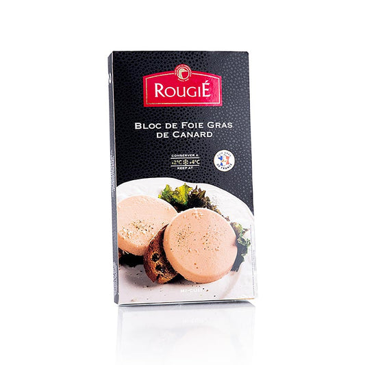 Praktisch verpackte Scheiben Rougié Entenstopfleberblock, ideal für Terrinen und Gänselebergerichte