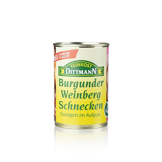 Burgunder Weinbergschnecken (Helix Pomatia) in Feinkost Dittmann Verpackung, vielseitig verwendbar für diverse Zubereitungsarten
