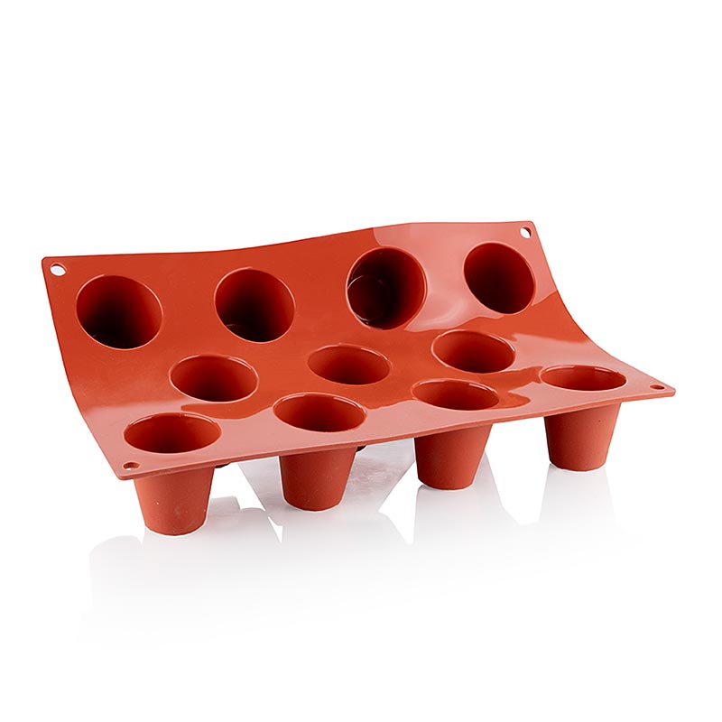 Tappetino in silicone 17,5x30 cm, 11 stampi per baba medi, 45x48 mm, 50 ml, Silikomart SF020, 1 pz