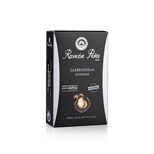 Zamburinas - kleine Jakobsmuscheln in pikantem Sud, ideal für Tapas und Salate, 110 g von RAMON PEÑA SILVER