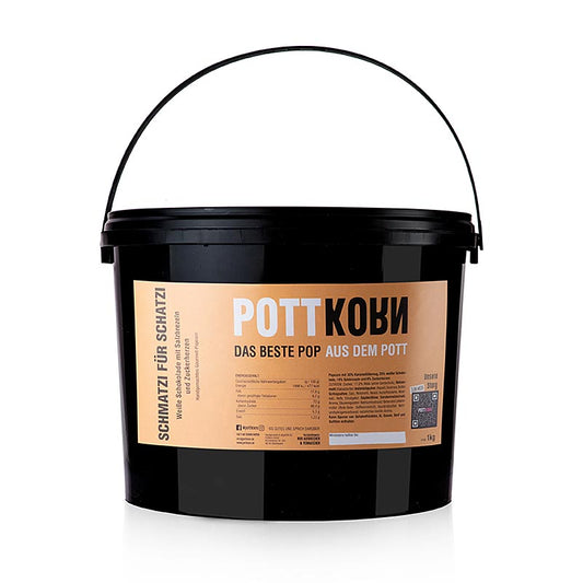 Ein Kilogramm Pottkorn - Schmatzi Schatzi, Popcorn mit weißer Schokolade und Brezelstückchen, ideal für gemütliche Filmabende oder als besonderer Snack zwischendurch