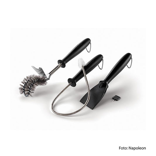 Accessori per barbecue Napoleon - Set per la pulizia della camera di cottura con spazzola e raschietto, 3 pezzi