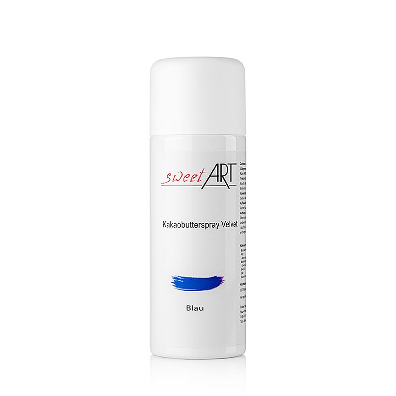 Kakaobutterspray/Basis Lebensmittelfarbe Dunkelblau, (Sweet Arts) Velvet, 400 ml - Vielseitiges 400-ml-Spray zum Färben und Veredeln von Schokolade und anderen Desserts, mit sattem, tiefblauem Farbton und glänzendem Finish