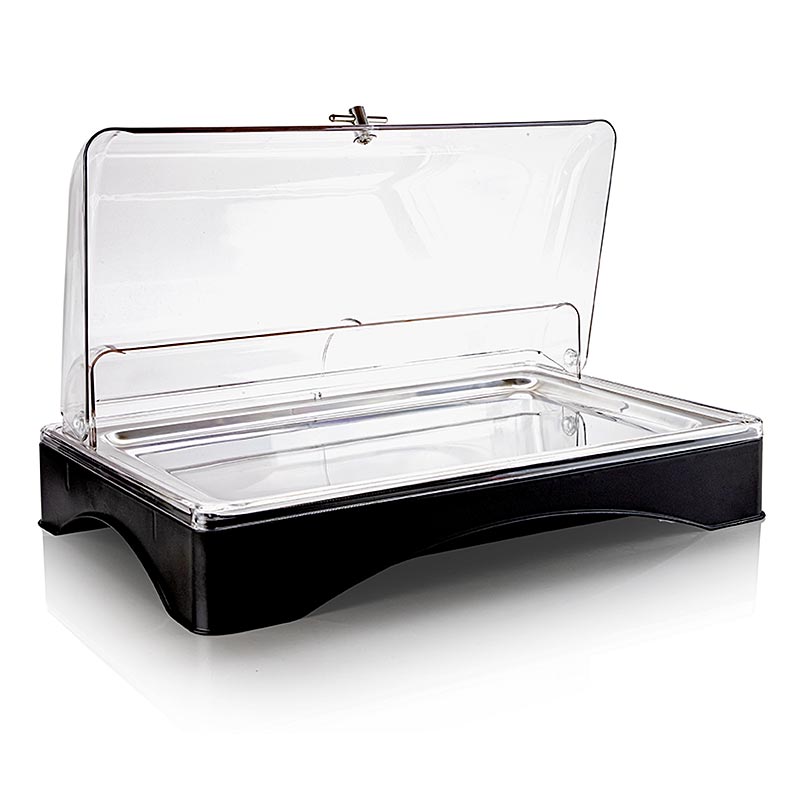 Rolltop Präsentationsplatte, gekühlt mit Kühlakkus, GN 1/1, 555x357x175mm, 1 Stück - Kühler Rolltop-Präsenter für die Präsentation von Speisen, mit 555x357x175 mm Maßen, ideal für Vorspeisen, Salate und Desserts, aus strapazierfähigem Material