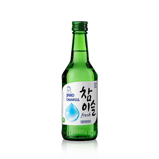 Koreanischer Soju Chamisul Fresh von Jinro mit 16,5 % vol Alkoholgehalt, 350 ml Flasche