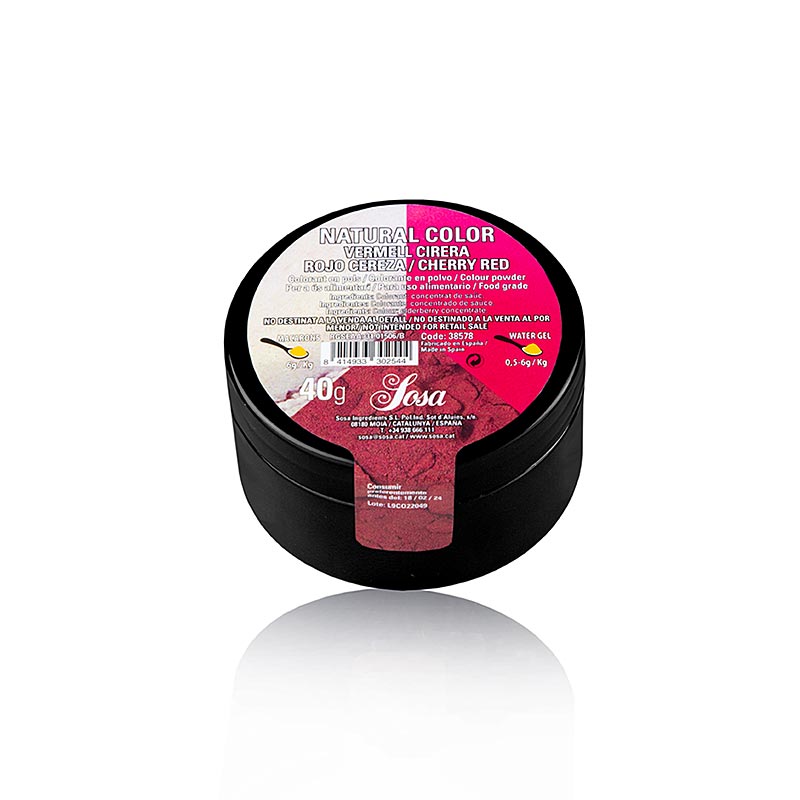 Lebensmittelfarbe Kirschrot, Pulver (38578), 40 g von Sosa - Hochwertige natürliche Farbe für Kuchen, Eiscreme und Soßen Ideal für Hobby- und Profiköche