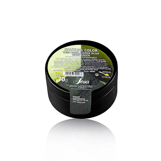 Natürliche Lebensmittelfarbe Olivgrün, Puder, wasserlöslich, 70 g - ideal zum Färben von Teig, Soßen und mehr, aus natürlichen Zutaten hergestellt, leicht zu dosieren, in praktischer 70g Sprühdose verpackt