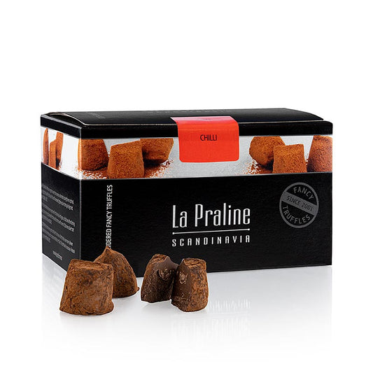 Schwedisches La Praline Fancy Truffles Schokoladenkonfekt mit Chili in eleganter 200-Gramm-Schachtel