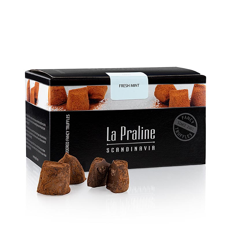 Tartufi La Praline Fancy, dolciumi al cioccolato con menta piperita, Svezia, 200 g