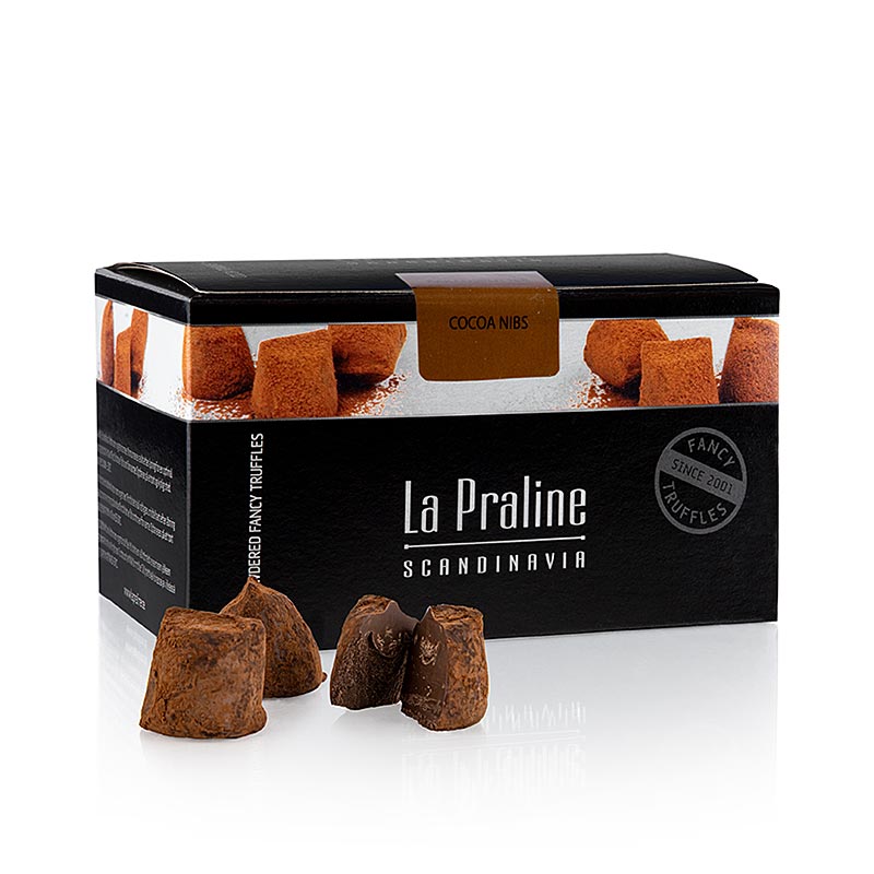 La Praline Fancy Truffles, Schokoladenkonfekt mit Kakaosplitter, Schweden, 200 g - handgemachte schwedische Schokoladentrüffel mit Kakaonibs, hochwertige Zutaten, einzigartiges Geschmackserlebnis, perfektes Geschenk oder Genuss für Schokoladenliebhaber, Inhalt: 200 Gramm