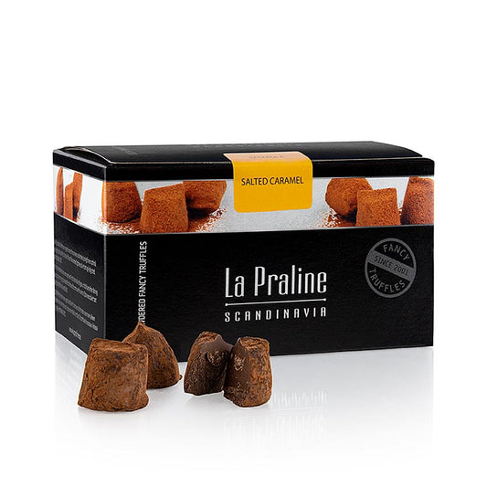 Lecker aussehende Schachtel La Praline Fancy Truffles Schokoladenkonfekt mit Salzkaramell, 200 g
