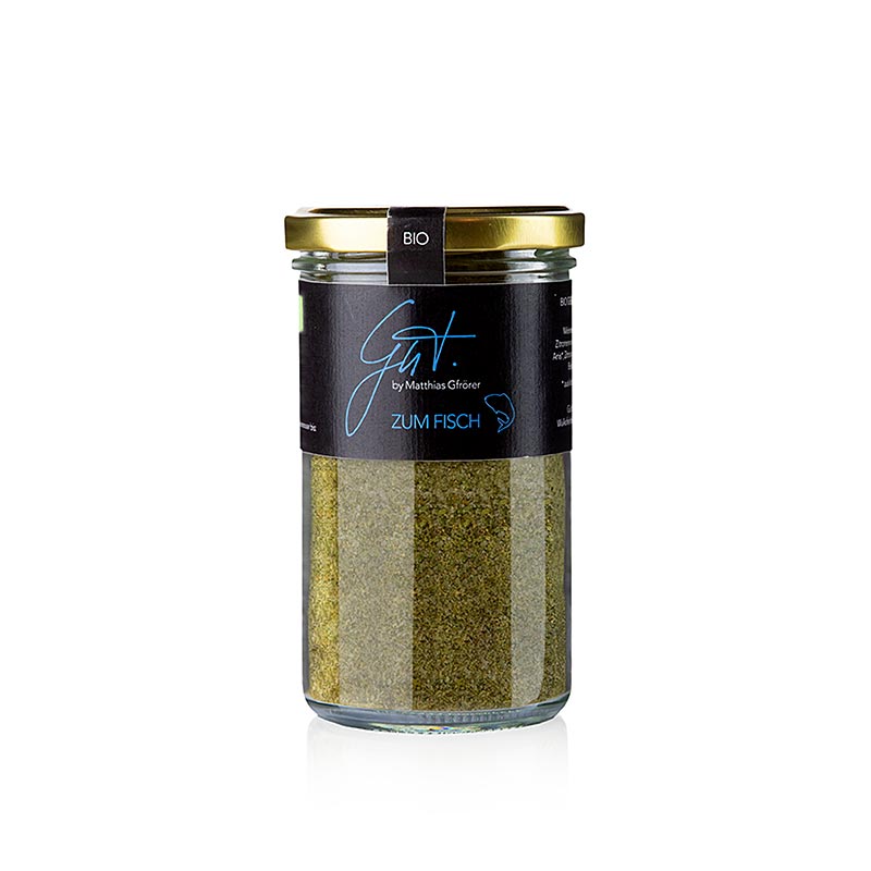 BIO Salz Gut zum Fisch, Gutsküche, 200 g - Mischung aus Zitronenverbene, Koriander und Dill für frische Meeresfrüchte