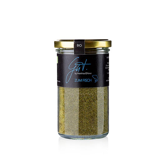 BIO Salz Gut zum Fisch, Gutsküche, 200 g - Mischung aus Zitronenverbene, Koriander und Dill für frische Meeresfrüchte