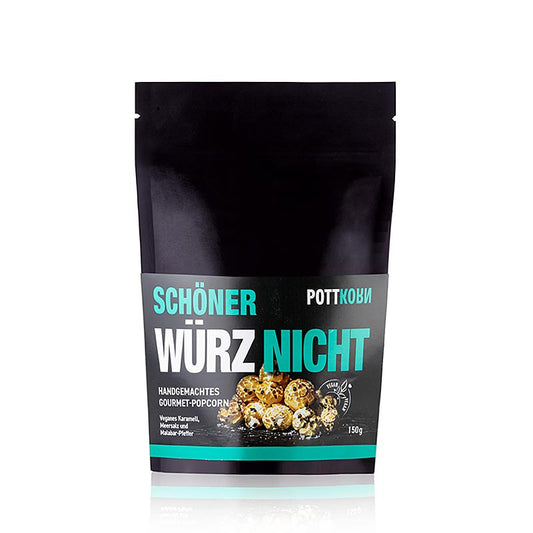 Veganes Pottkorn Popcorn mit Malabar Pfeffer & Meersalz, 150 g, ideal für Snacks