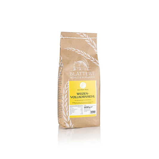 Blattert Mühle Weizen Vollkornmehl, 1 kg - Organic whole grain wheat flour in a 1 kg package