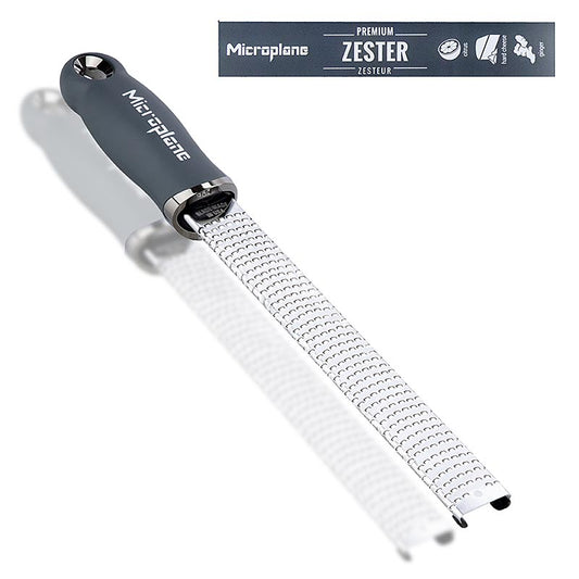 Microplane Premium Classic - Stab, Zesten Reibe, Griff Anthrazit Grau /soft-touch, 1 St