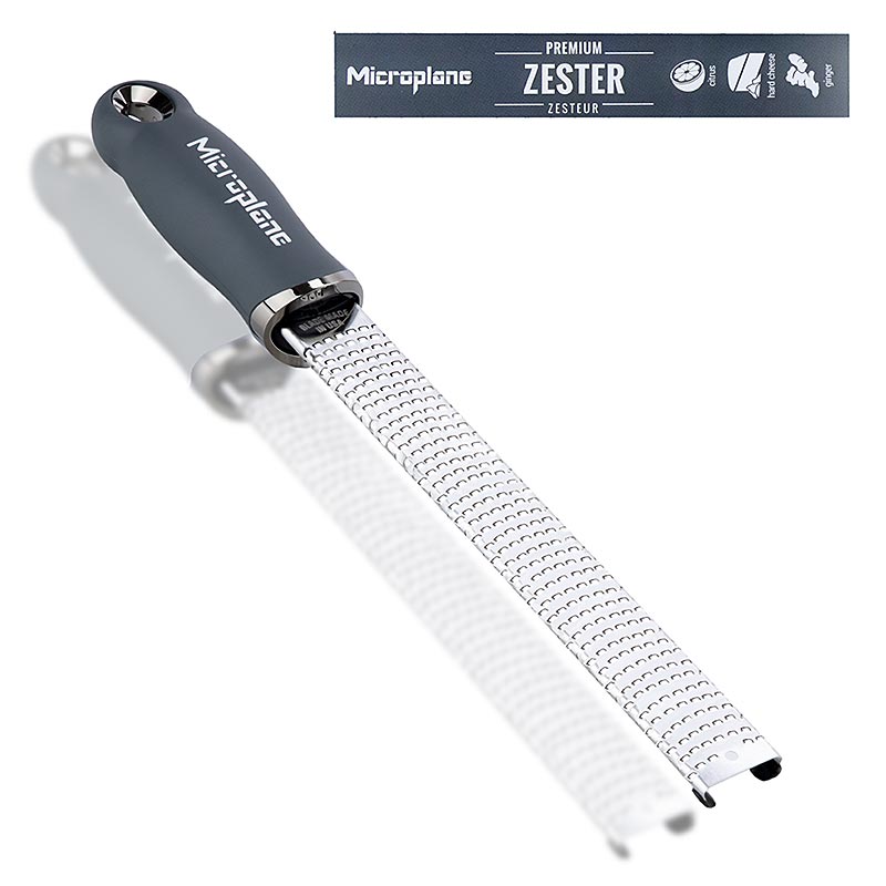 Premium Classic - Stab, Zesten Reibe, Griff Anthrazit Grau /soft-touch, 1 St - Hochwertige und vielseitige Reibe mit ergonomischem Soft-Touch-Griff für Hobby- und Profiköche geeignet Entwickelt für Hartkäse, Zitrusschalen, Muskatnuss und mehr