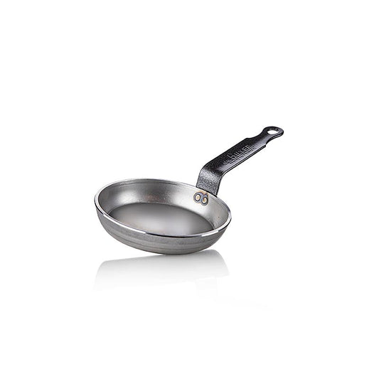 Blini Pfännchen CARBONE Plus, Eisenstahl, ø12cm, H2cm, de Buyer (514012), 1 St - Hochwertige Blinipfanne für die Zubereitung von leckeren Blinis aus robustem Eisenstahl mit hervorragender Wärmeverteilung und Antihaftbeschichtung Entdecken Sie die vielfältigen Möglichkeiten mit dieser Pfanne!
