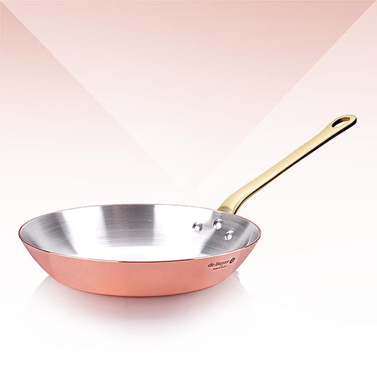 Kupferpfanne mit Messinggriffen, ø 24cm, von de Buyer, perfekt für Hobby- und Profiköche Hervorragende Wärmeleitung und -verteilung für perfekte Ergebnisse