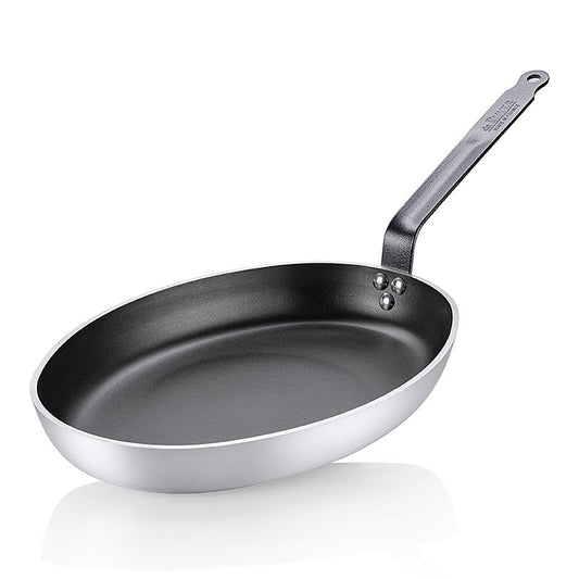 Large oval antihaft induction fish pan, 36cm diameter, de Buyer brand