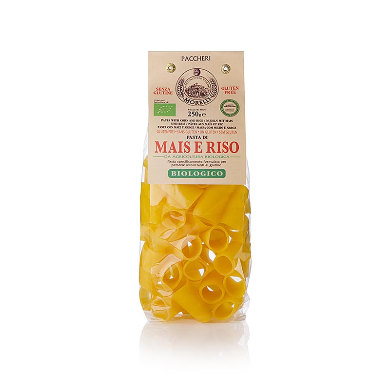 Glutenfreie Bio-Pacceri-Nudeln aus Reis und Mais von Morelli 1860, ideal zum Aufnehmen von Saucen und für eine köstliche italienische Mahlzeit