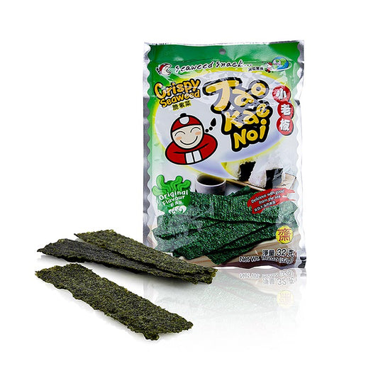 Taokaenoi Crispy Seaweed Original, Algen Chips, 32 g - Knuspriger thailändischer Snack, fettarm, vegetarisch, reich an Ballaststoffen, ideal zum Teilen und Unterwegs