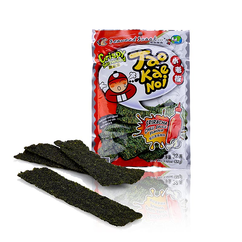 Taokaenoi Crispy Seaweed Sriracha, Chips d'algues au goût de piment, 32 g
