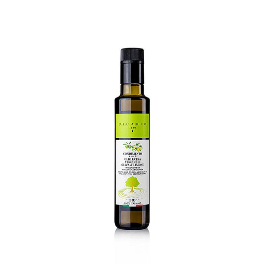 Natives Olivenöl Extra Oil EVO Di Carlo, mit Zitrone, BIO, 250 ml - Bio-Olivenöl mit frischem Zitronenaroma, perfekt für Salate, Fisch- und Fleischgerichte 250-ml-Flasche für hohe Qualität und authentischen italienischen Geschmack