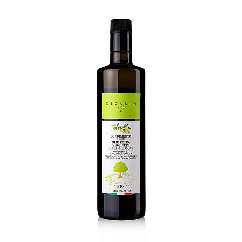 Natives Olivenöl Extra Oil EVO Di Carlo mit Zitrone, BIO, 750 ml: Hochwertiges Bio-Olivenöl mit subtilem Zitronengeschmack, ideal für mediterrane Gerichte