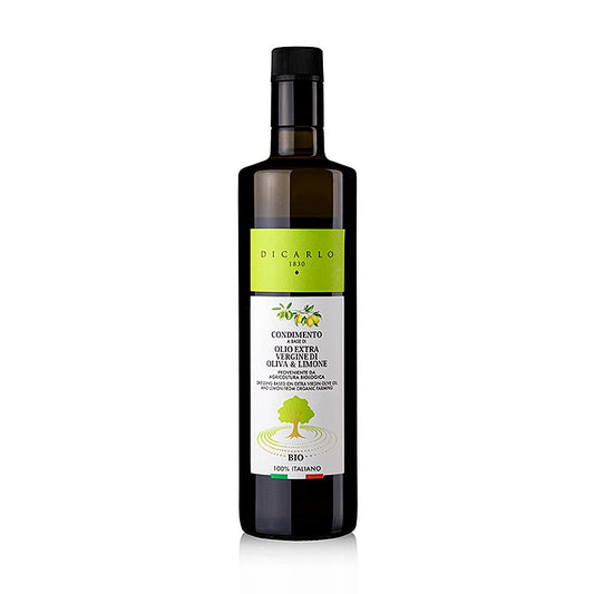 Natives Olivenöl Extra Oil EVO Di Carlo mit Zitrone, BIO, 750 ml: Hochwertiges Bio-Olivenöl mit subtilem Zitronengeschmack, ideal für mediterrane Gerichte