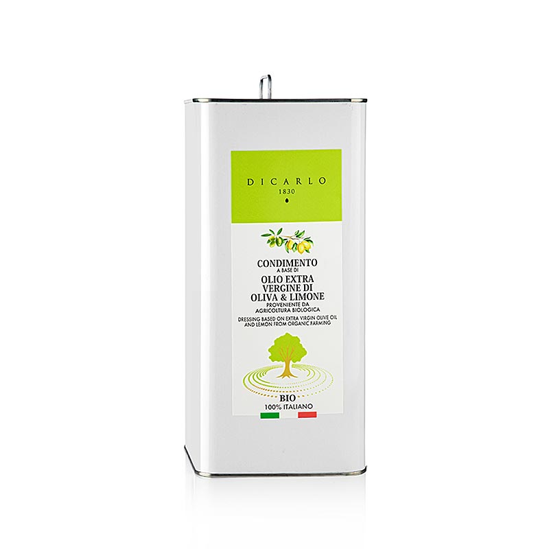 5-Liter-Packung EVO Di Carlo Natives Olivenöl Extra mit Zitrone, für Hobbyköche und Gastronomen geeignet
