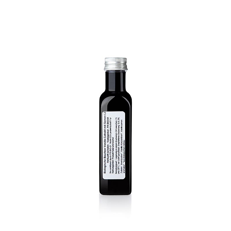 BIO Vanille Extrakt mit Stippen in 103 g Flasche für intensiven Geschmack und Aroma, perfekt zum Verfeinern von Desserts und Kuchen