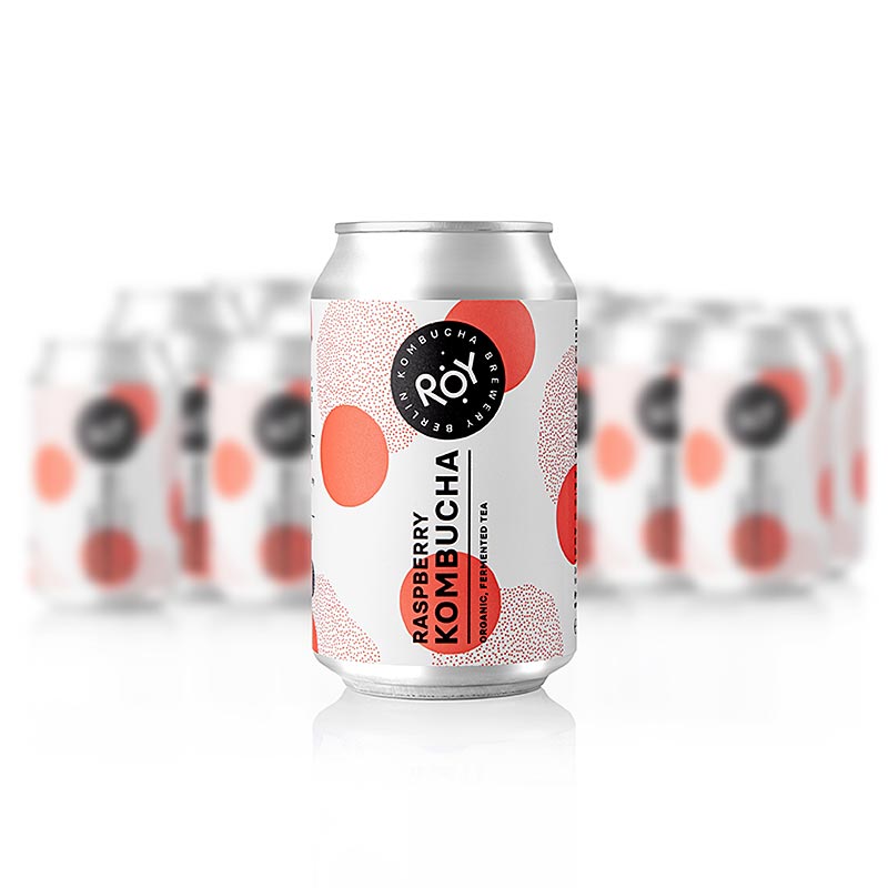 ROY Himbeer Kombucha Berlin, BIO, 24 x 330ml - Fruchtiger und frischer Kombucha von der Berliner Brauerei ROY, hergestellt aus hochwertigen Bio-Zutaten und voller organischen Säuren und B-Vitaminen, vegan, laktosefrei und glutenfrei, erfrischend und belebend, hergestellt in transparenter Eigenproduktion, vielseitig im Geschmack und besser für Dich und die Umwelt