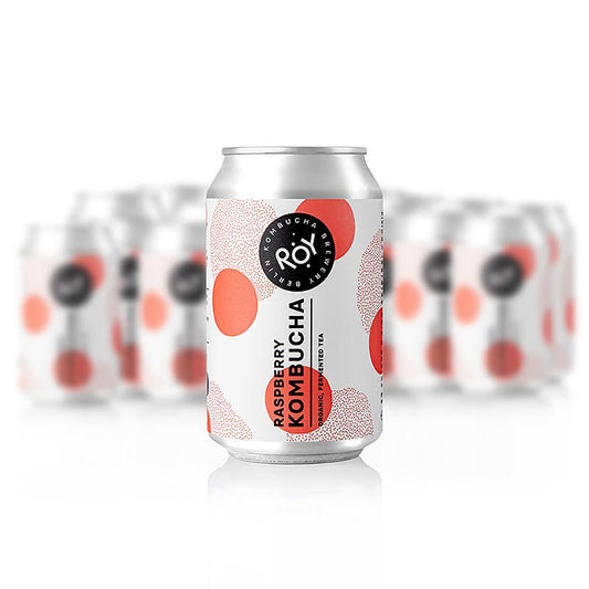 ROY Himbeer Kombucha Berlin, BIO, 24 x 330ml - Fruchtiger und frischer Kombucha von der Berliner Brauerei ROY, hergestellt aus hochwertigen Bio-Zutaten und voller organischen Säuren und B-Vitaminen, vegan, laktosefrei und glutenfrei, erfrischend und belebend, hergestellt in transparenter Eigenproduktion, vielseitig im Geschmack und besser für Dich und die Umwelt